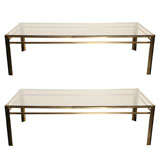 Pair of Mid-20th Century Smoked Glass and Bronze Cocktail Tables