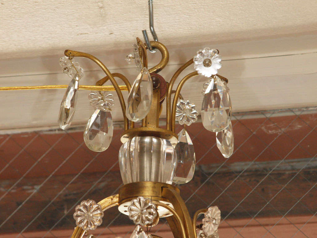 French Crystal and Bronze Chandelier by Maison Jansen For Sale