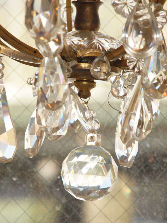 Crystal and Bronze Chandelier by Maison Jansen For Sale 1