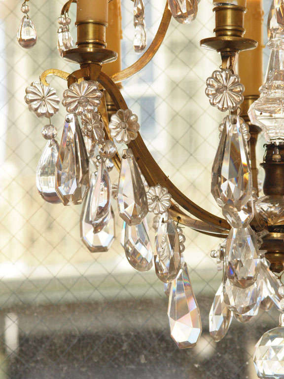 Crystal and Bronze Chandelier by Maison Jansen For Sale 4