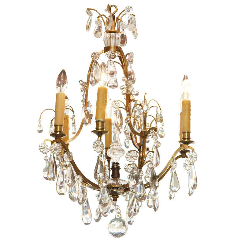 Crystal and Bronze Chandelier by Maison Jansen For Sale