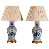 Pair of Blue and White Vases as Lamps