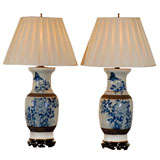 Pair of Chinese Crackleware Vases as Lamps