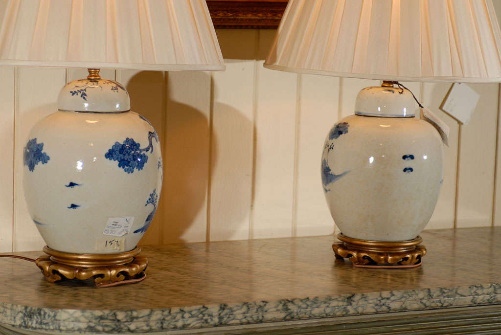 Pair of Chinese Ginger Jars as lamps For Sale 2