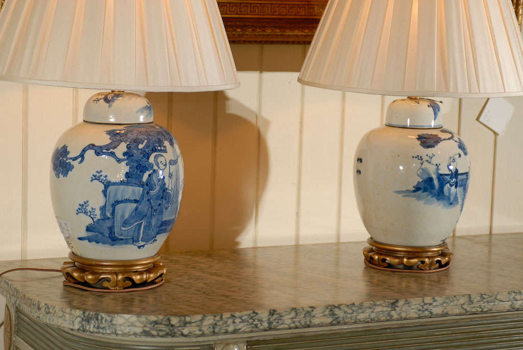 Pair of Chinese Ginger Jars as lamps For Sale 3