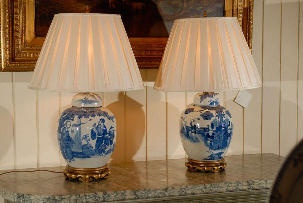 Pair of Chinese Ginger Jars as lamps For Sale 6