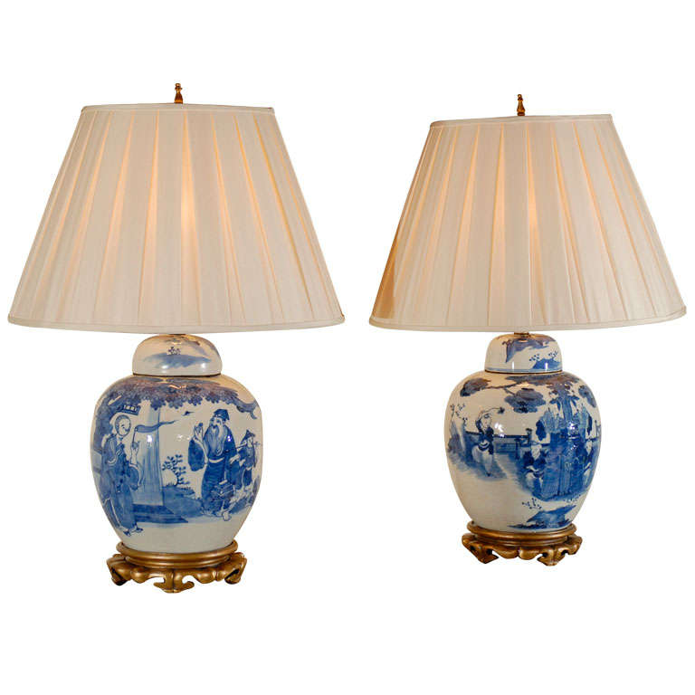 Pair of Chinese Ginger Jars as lamps For Sale