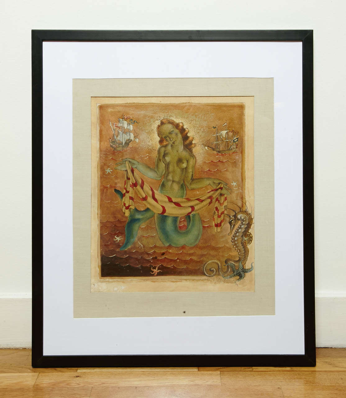 Varnished oil on paper by Belgium painter Anto Carte (1886 - 1956) titled 'Sirene'.
Signed in the bottom right and dated 31. Anto Carte cannot be associated to a specific painting school; his work evolves between Symbolism and Naturalism. At the