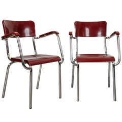 Pair of 1930's Modernists Armchairs by Rene Herbst