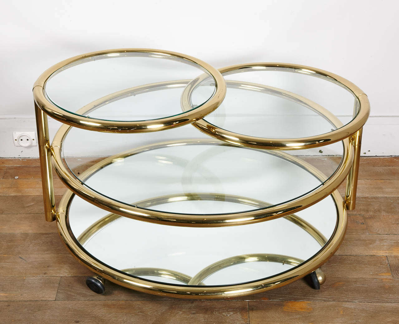 Brass A Four Tier Swivel Coffee Table by Pace circa 1970