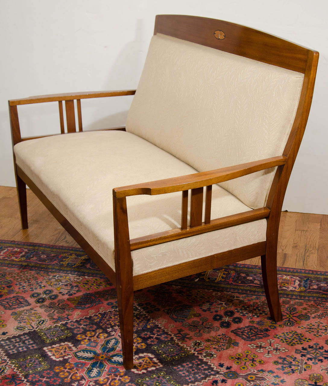 20th Century Jugendstil Settee with Ebony, Birch and Mother-of-Pearl Inlay For Sale