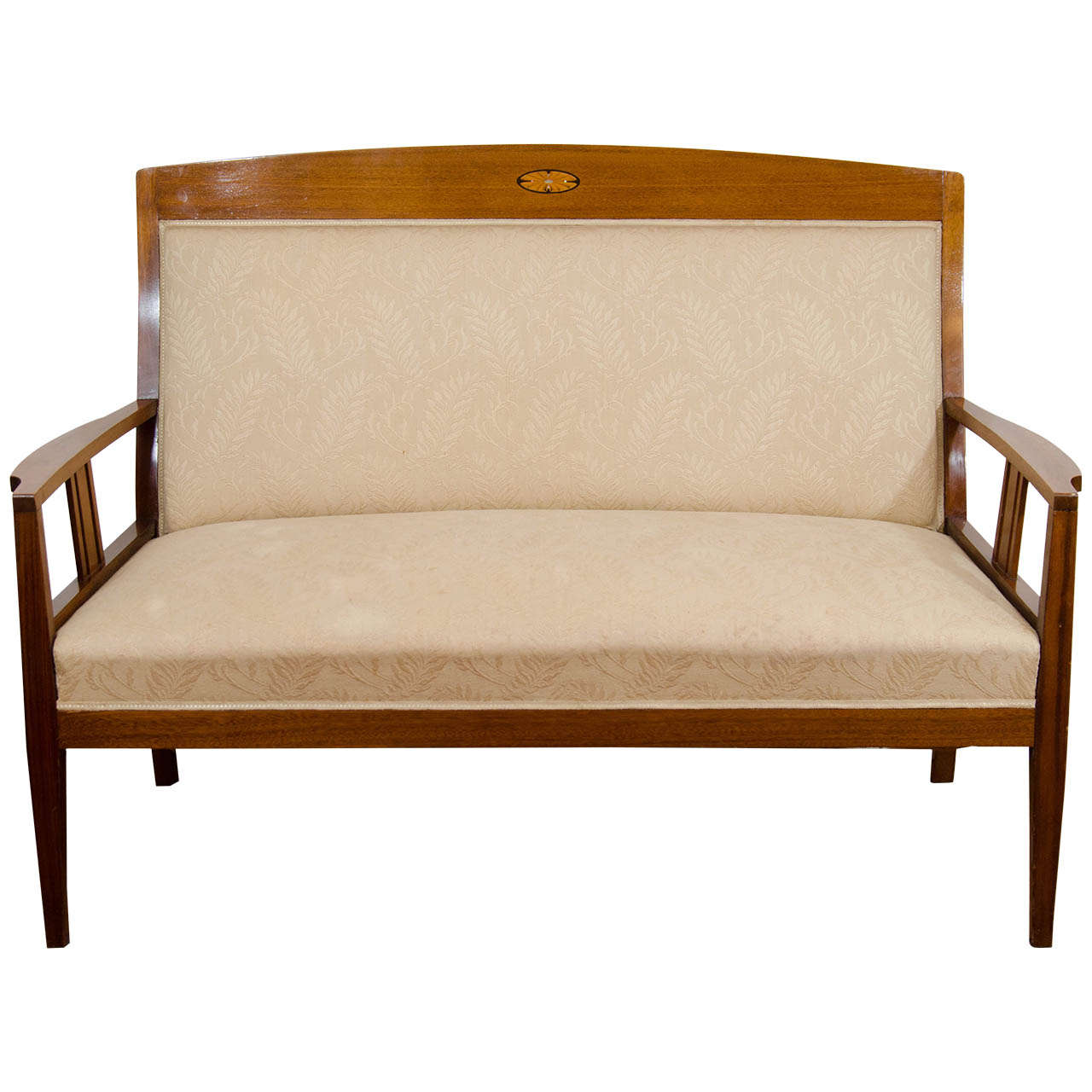 Jugendstil Settee with Ebony, Birch and Mother-of-Pearl Inlay For Sale
