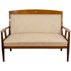Jugendstil Settee with Ebony, Birch and Mother-of-Pearl Inlay 1