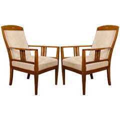 Jugendstil Mahogany Salon Chairs with Ebony, Birch and Mother-of-Pearl Inlay 11