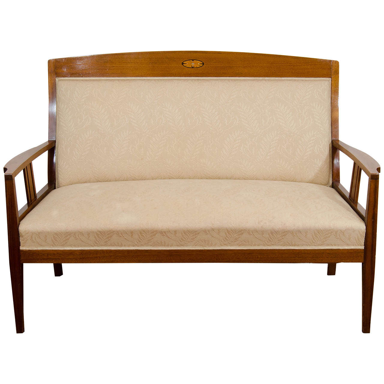 Vintage Asian Rosewood Loveseat with Mother of Pearl Inlay For Sale at