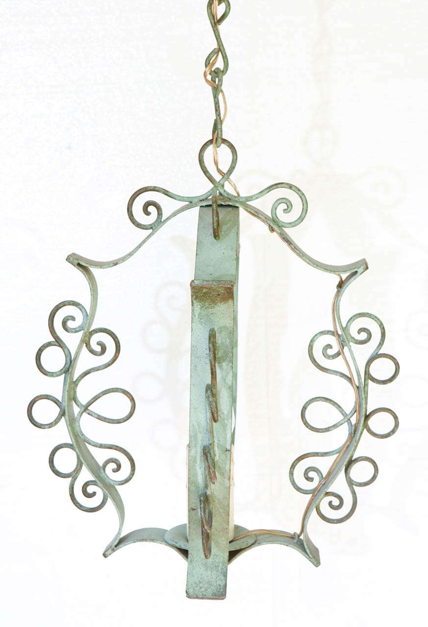 Wrought Iron French Hanging Light For Sale