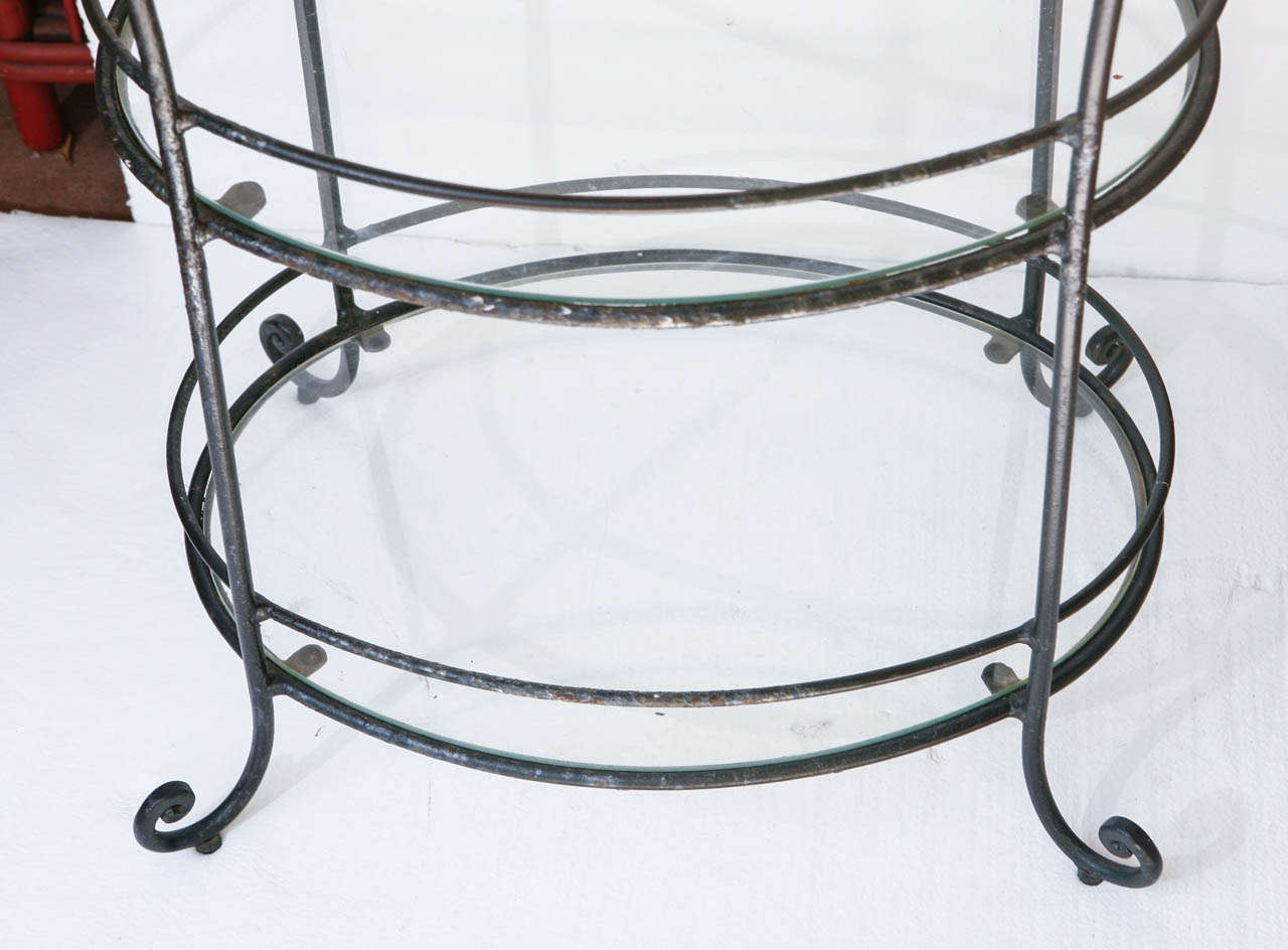 Vintage 40's Wrought Iron 3 Tiered Stand In Good Condition For Sale In Los Angeles, CA
