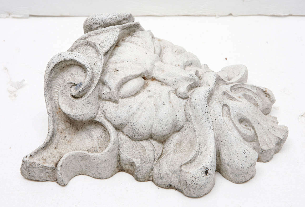 Vintage cast concrete bearded garden face with a great fierce quality. Is this the face of mythical Bacchus? Ready to hang on a wall.