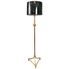 Pair of Gold Leaf Neoclassical; Metal Floor Lamp