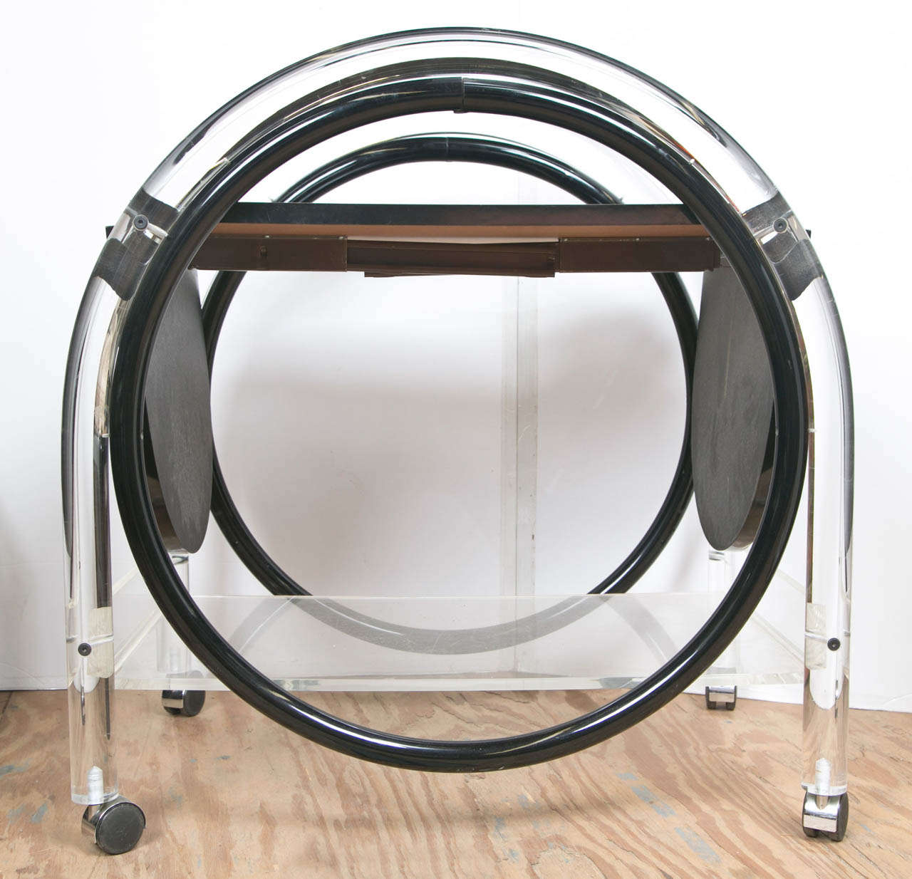 Neo Deco Rolling Serving Cart in Lucite and Plastic Laminate