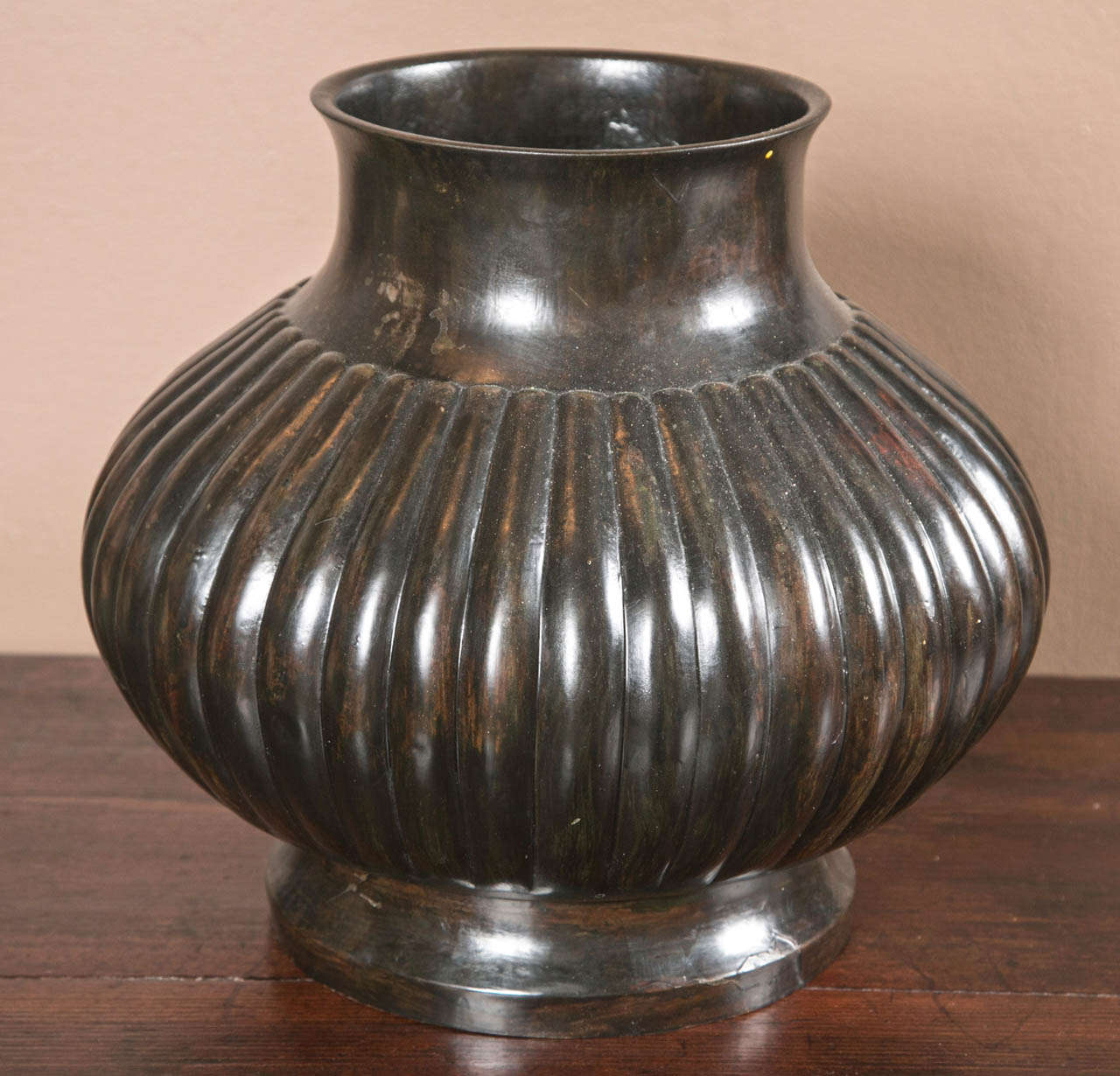 A Meiji period Japanese lobed bronze vase with great patina.