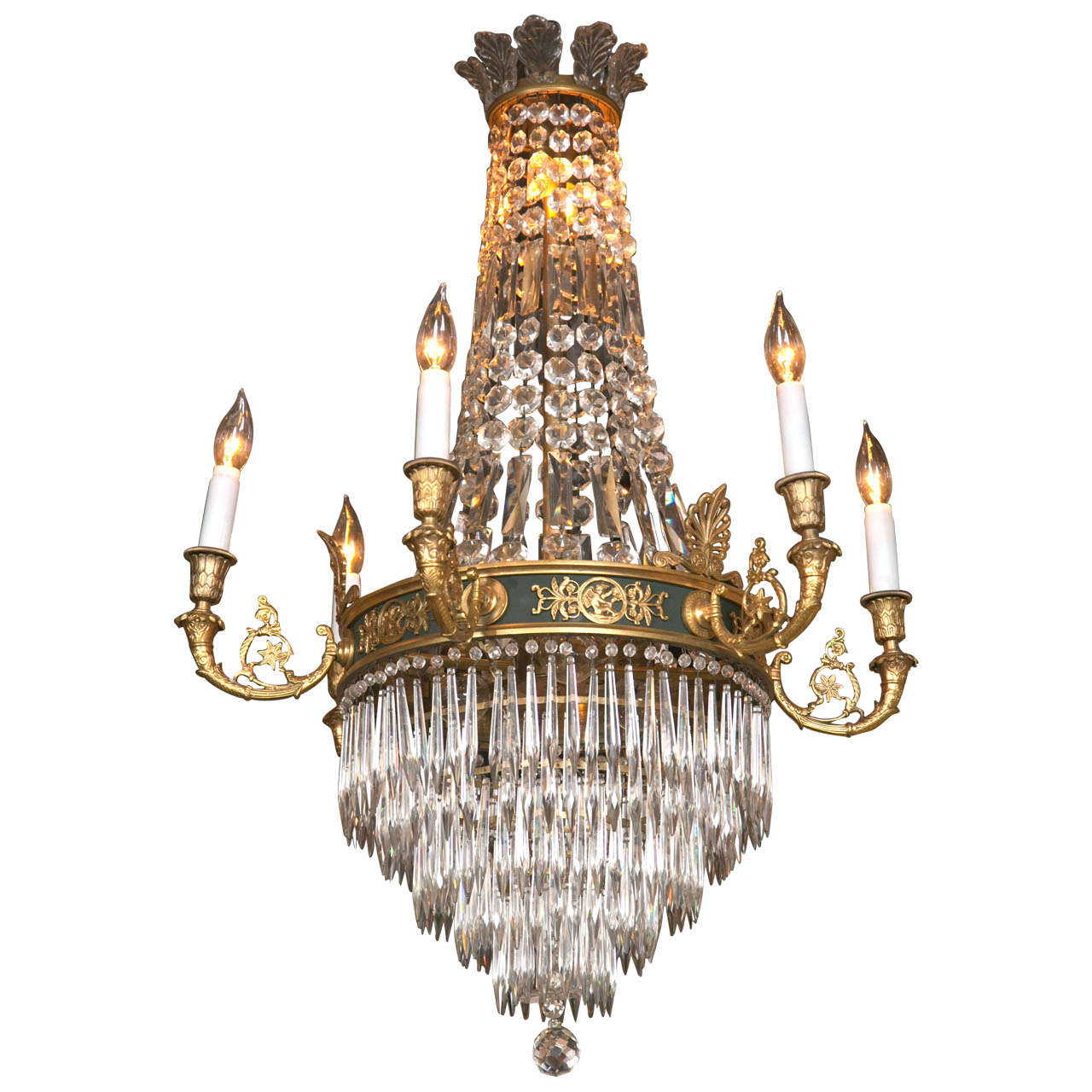 Antique Bronze and Brass Chandelier by E. F. Caldwell at 1stDibs