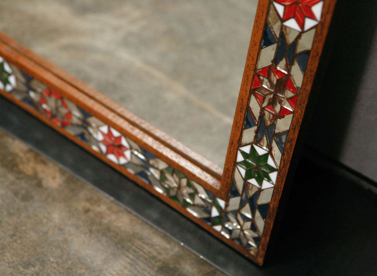 1920's Glass inlaid Mirror Frame In Good Condition For Sale In Culver City, CA