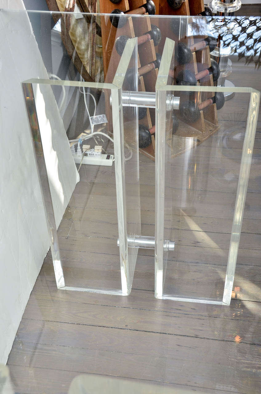 Lucite Base Glass Top Desk/Dining Table 2