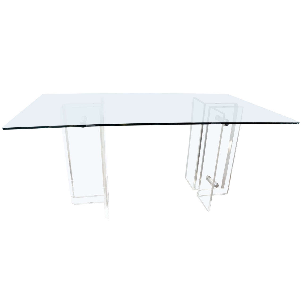 Lucite Base Glass Top Desk/Dining Table