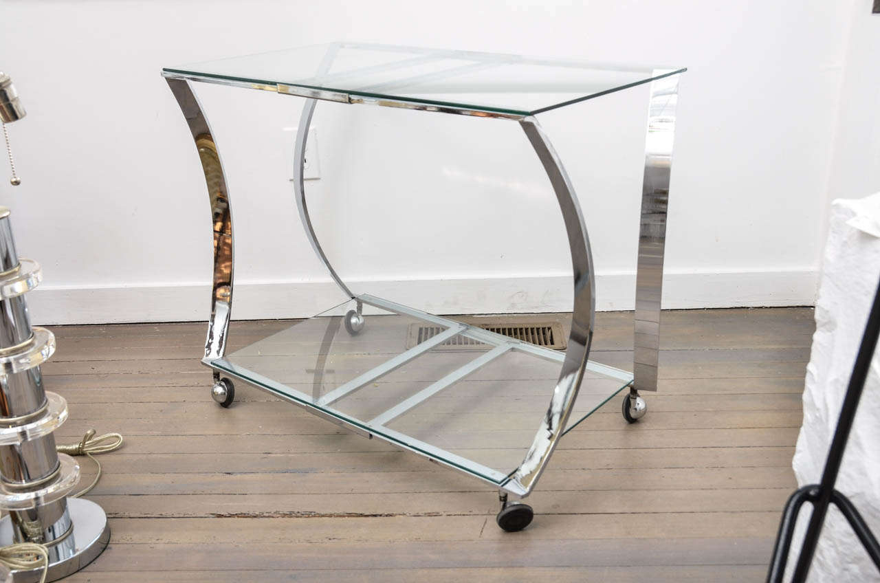 Two-Tier Chrome and Glass Bar Cart 2