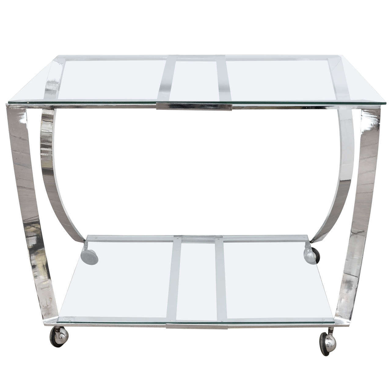 Two-Tier Chrome and Glass Bar Cart