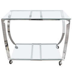 Two-Tier Chrome and Glass Bar Cart