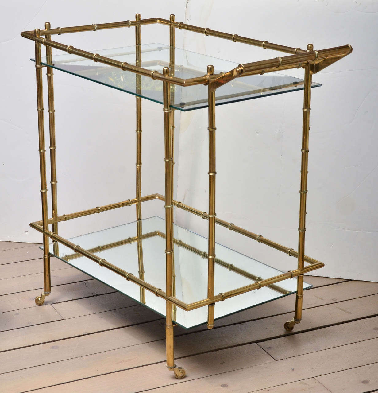 brass bamboo bar cart