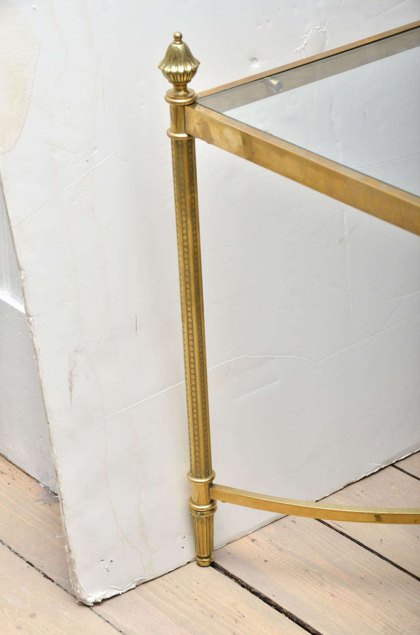 Mid-20th Century Brass and Glass Side Table with Acorn Finials by Bagues