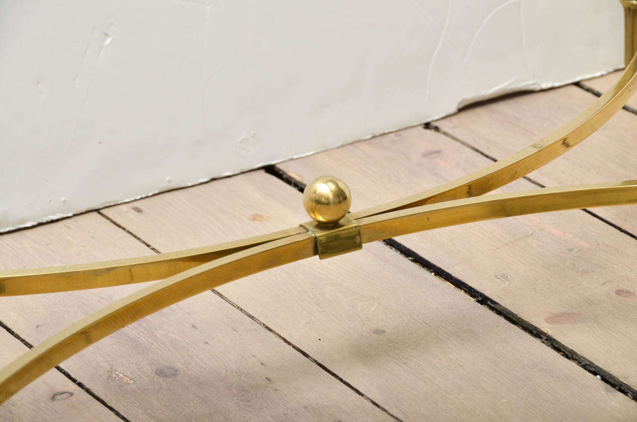 Mid-Century Modern Brass and Glass Side Table with Acorn Finials by Bagues