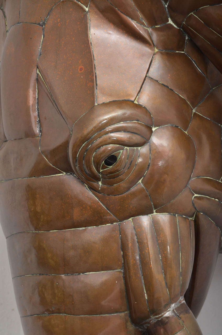 Mid-Century Modern Copper Sergio Bustamante Elephant Sculpture