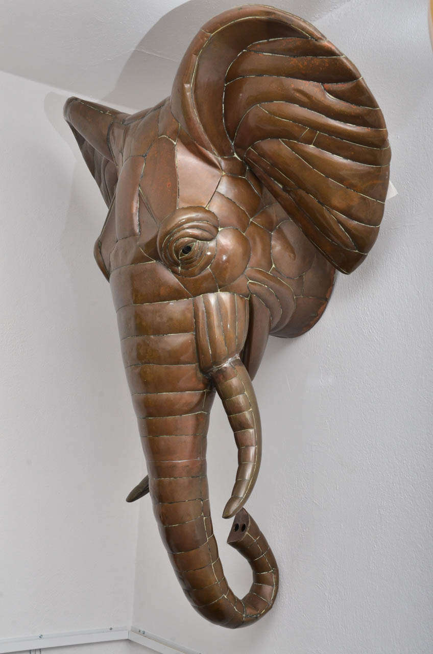 Mexican Copper Sergio Bustamante Elephant Sculpture