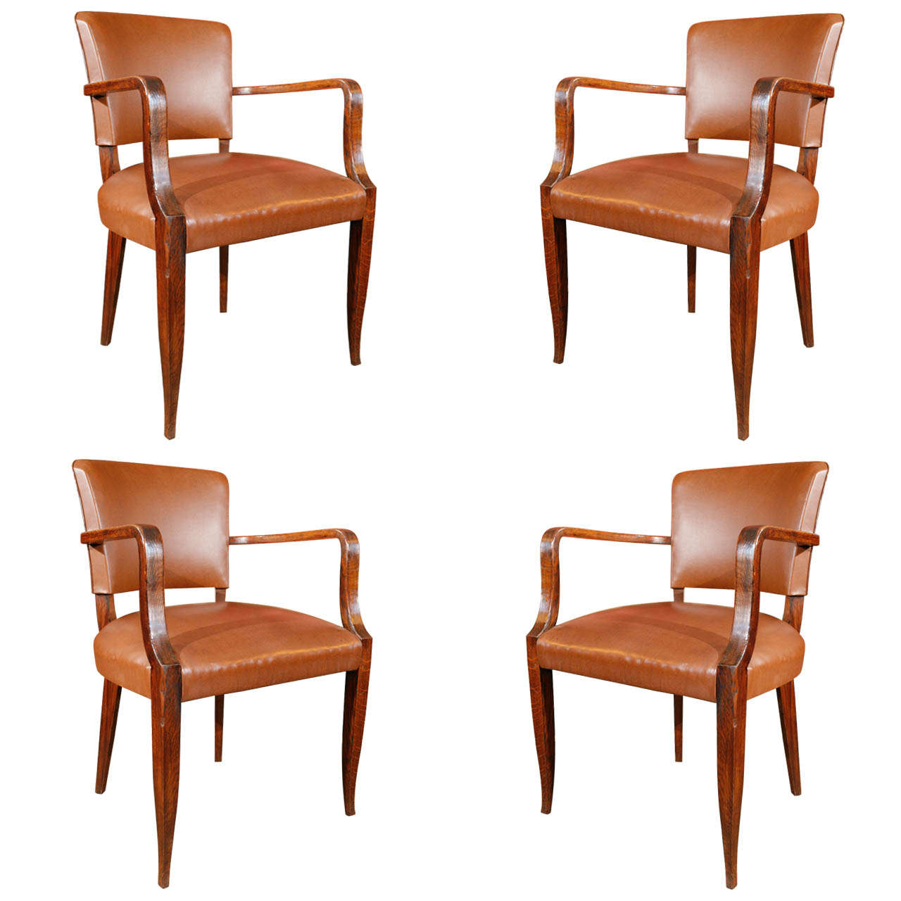 1920s Set of Four French Deco Upholstered Armchairs 