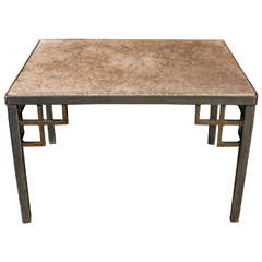 An Iron Table with Marble Top
