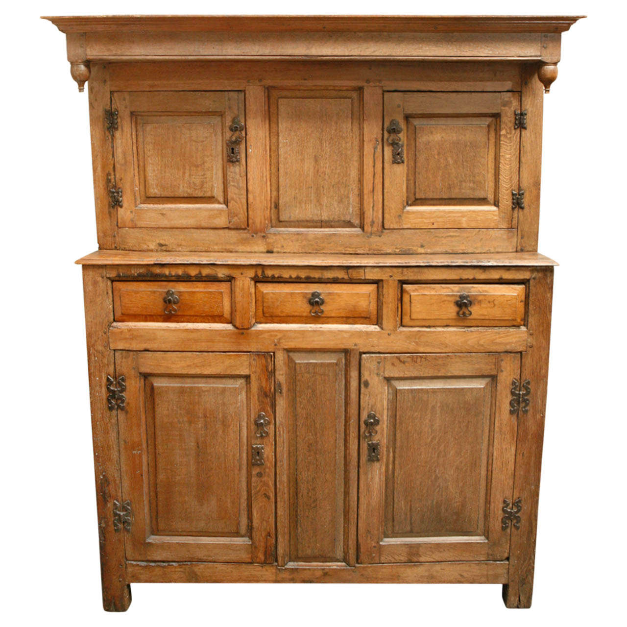 1800s English Court Oak Cupboard For Sale at 1stdibs