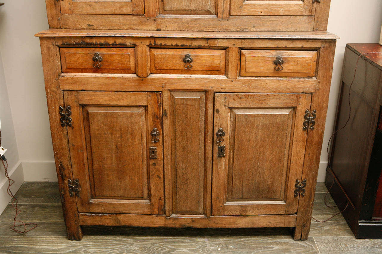 1800s English Court Oak Cupboard For Sale at 1stdibs