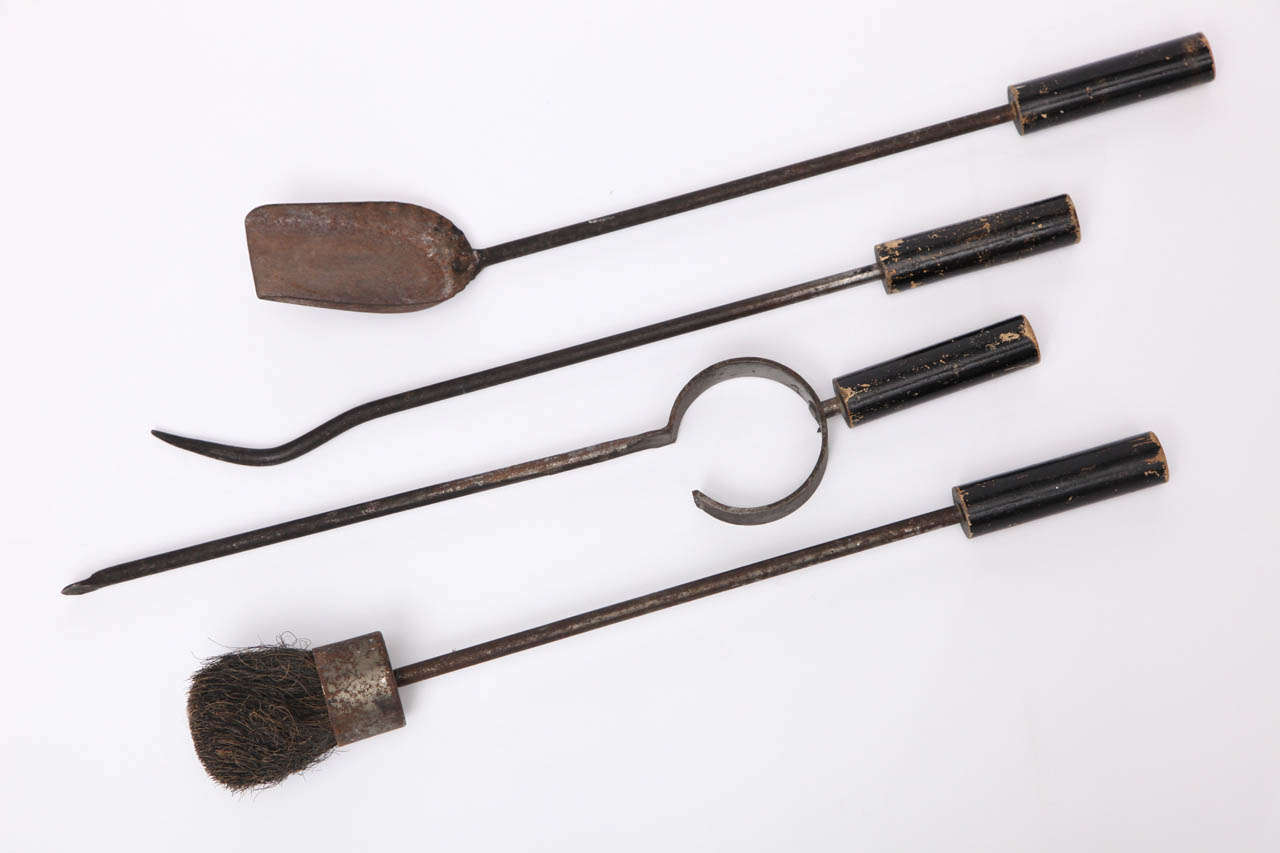 Modernist set of fire place tools, France, c. 1930 1