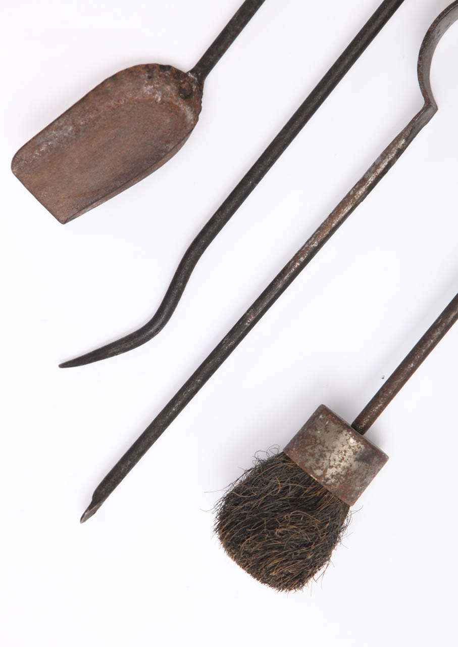 Modernist set of fire place tools, France, c. 1930 3