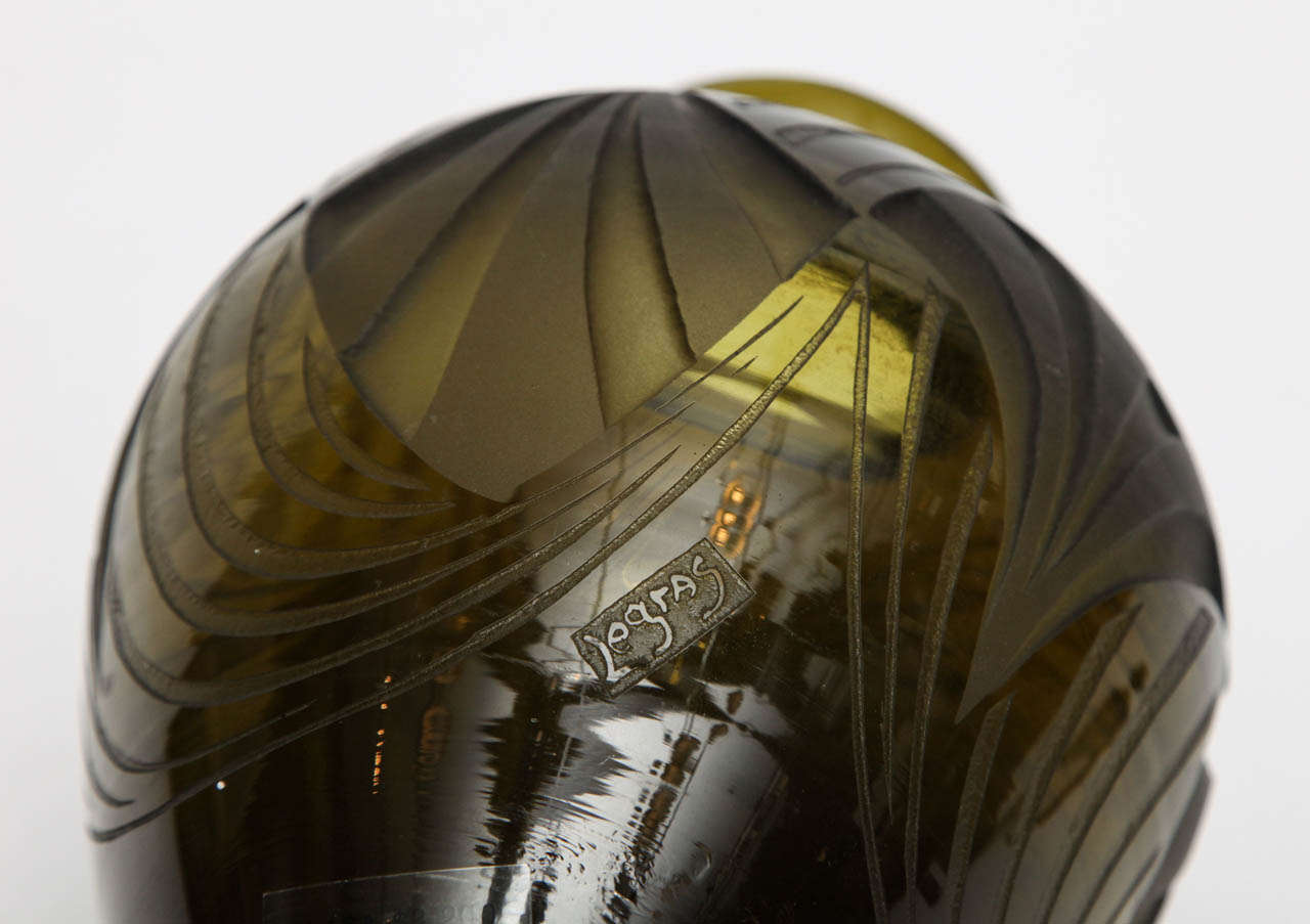 Français Legras:: Vase en verre gravé à l'acide:: France:: c. 1920