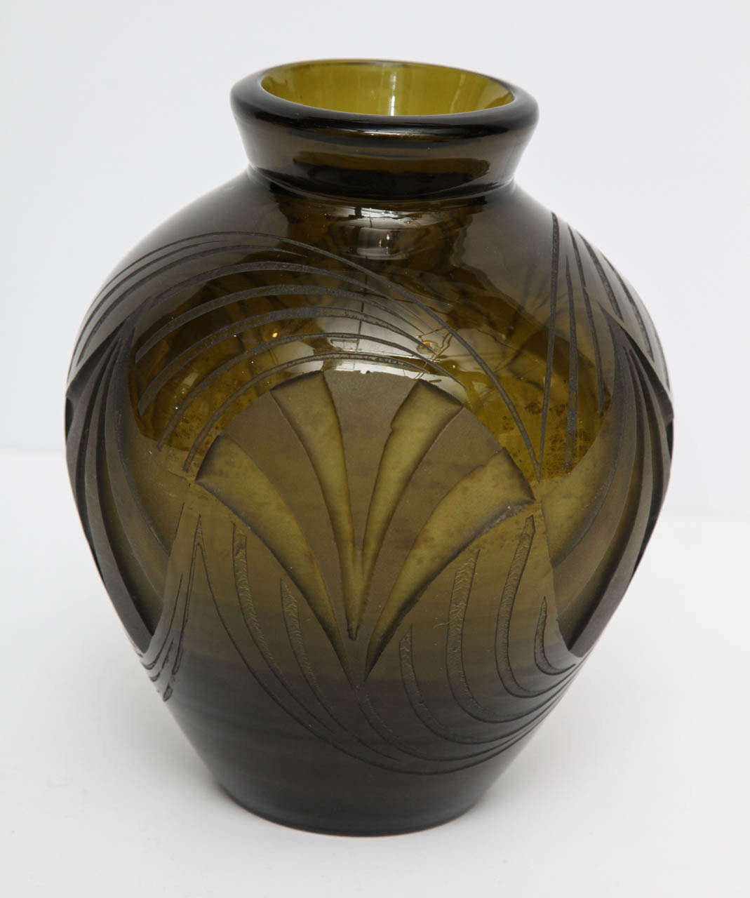 French Legras, Acid-etched glass vase, France, c. 1920