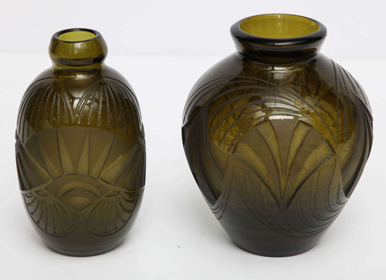 Legras, Acid-etched glass vase, France, c. 1920 In Good Condition In New York, NY