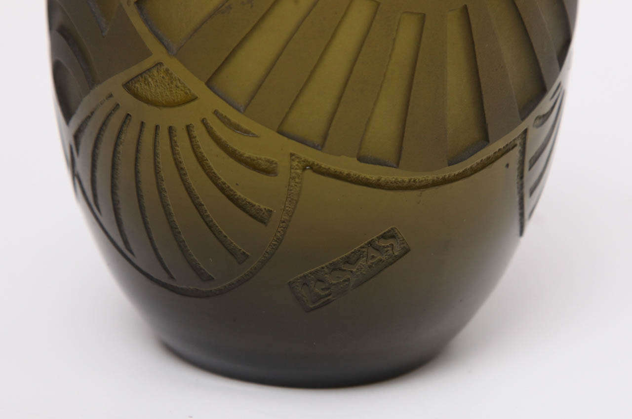 Vase Art déco Legras, gravé à l'acide, France, vers 1920 Bon état - En vente à New York, NY