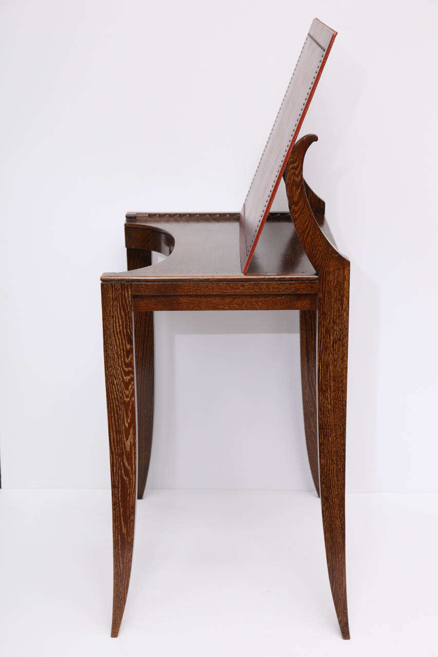 Oak Adjustable Leather-topped Drawing Table, France, C. 1930 For Sale