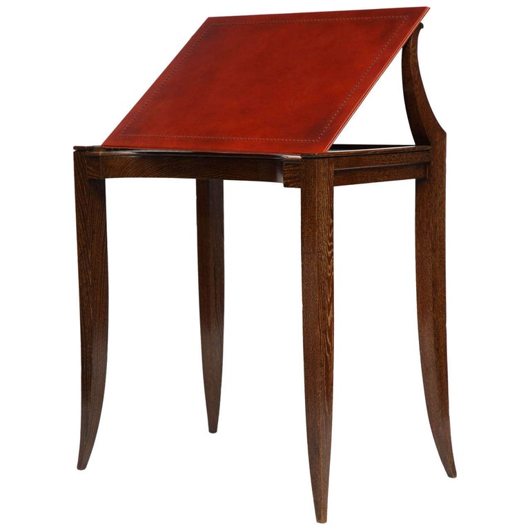 Adjustable Leather-topped Drawing Table, France, C. 1930 For Sale