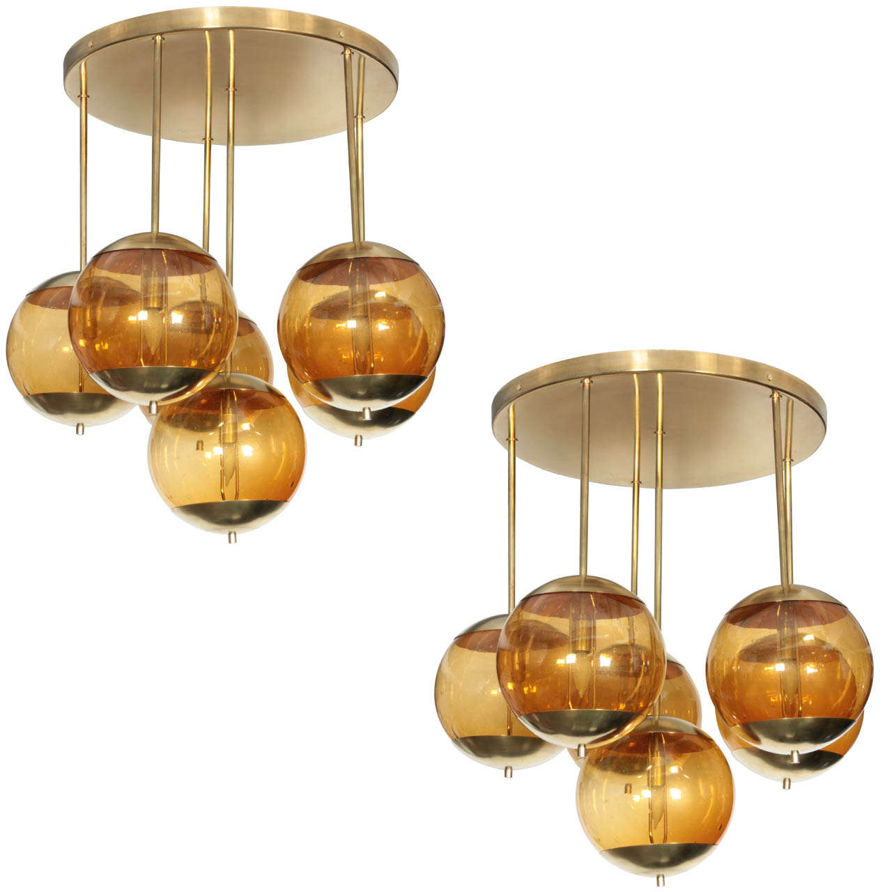 Exceptional Pair of Mid Century Chandeliers